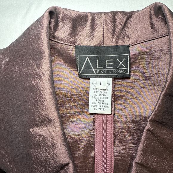 Alex Evenings Womens Large Purple Wrap Jacket Blazer Blouse With Bow Tie Accent - Picture 4 of 15